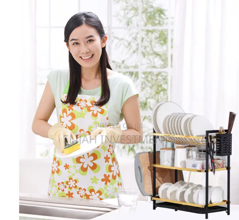 Kitchen 3tier Dish Rack Gold
