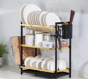 Kitchen 3tier Dish Rack Gold