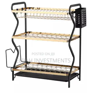 Kitchen 3tier Dish Rack Gold