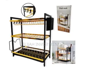 Gold-Black 3 Layers Kitchen Dish Rack