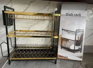 Gold-Black 3 Layers Kitchen Dish Rack