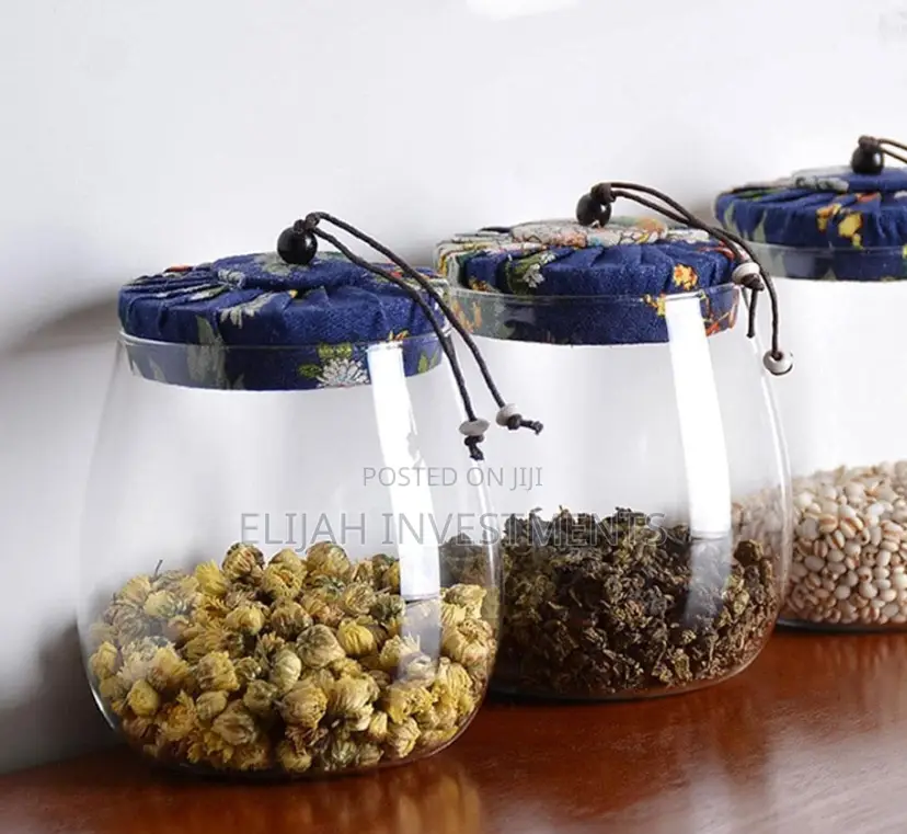 Glass Storage Jar Kitchen Food Container With Cover