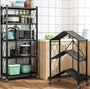 Kitchen Bathroom 5 Layers Folding Metal Storage Rack