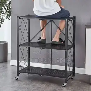 Kitchen Bathroom 5 Layers Folding Metal Storage Rack