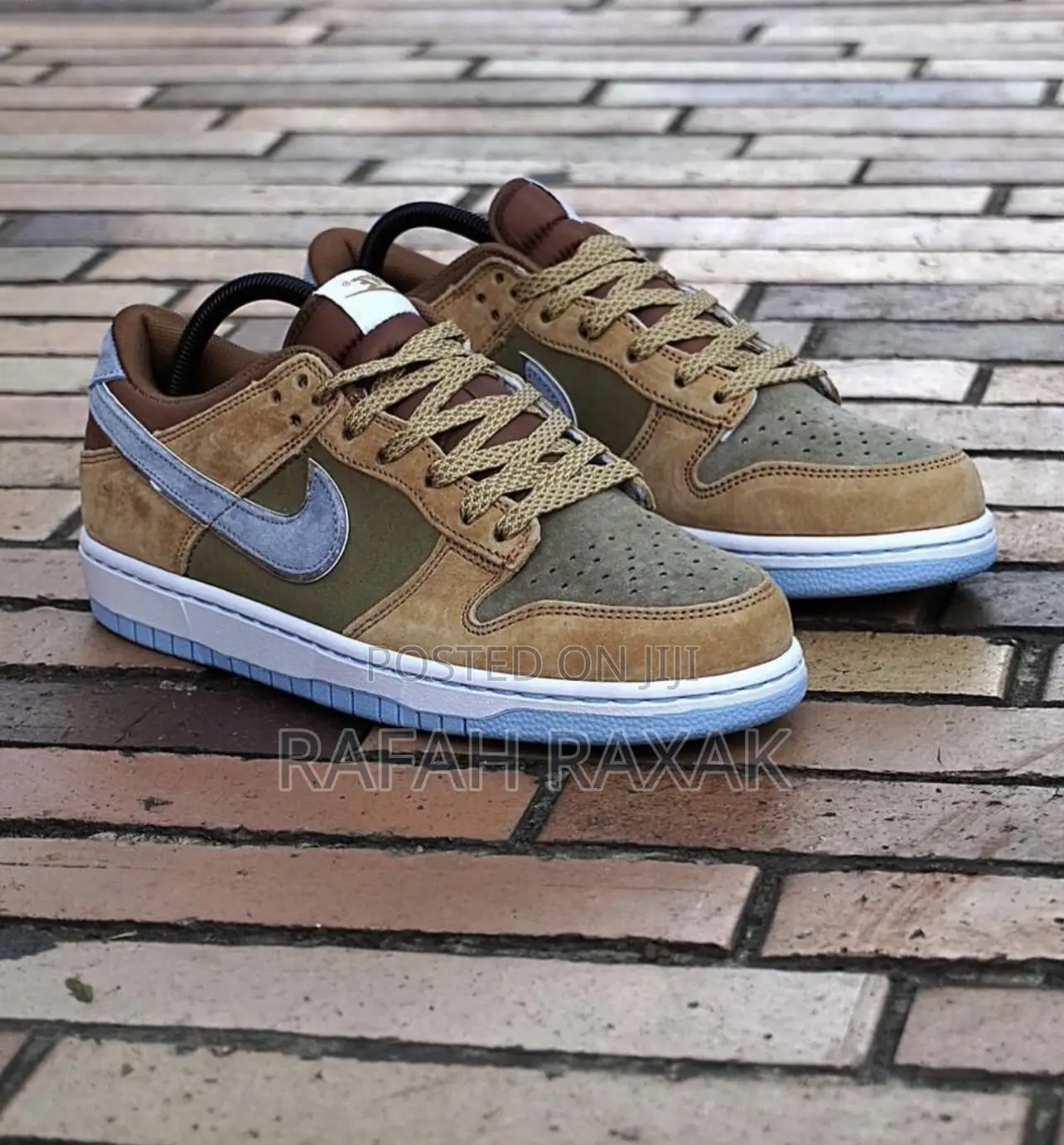 Original Nike SB Dunk Low Khaki Light Blue Tick Sneaker
