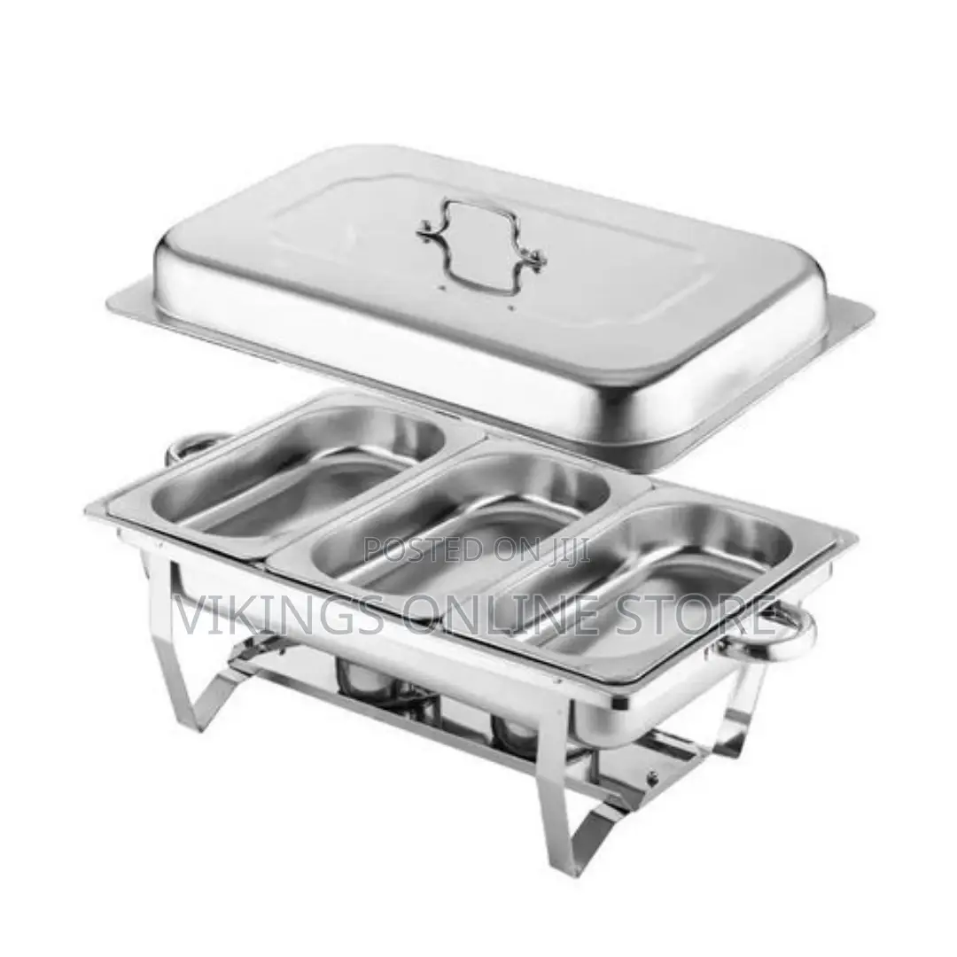 Quality Chaffing Dish Food Warmer With 3 Food Pans-silver