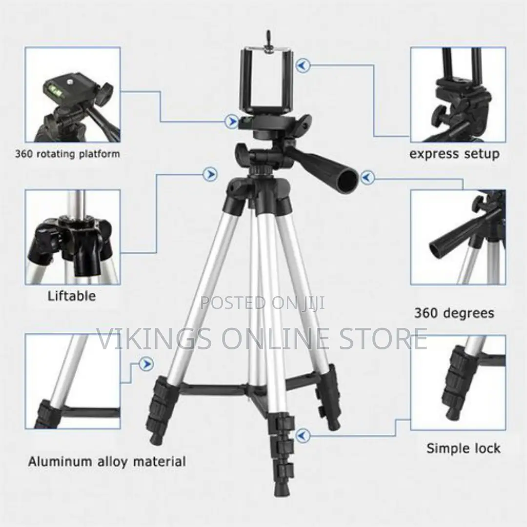 Portable Lightweight Camera Stand With Phone Clip