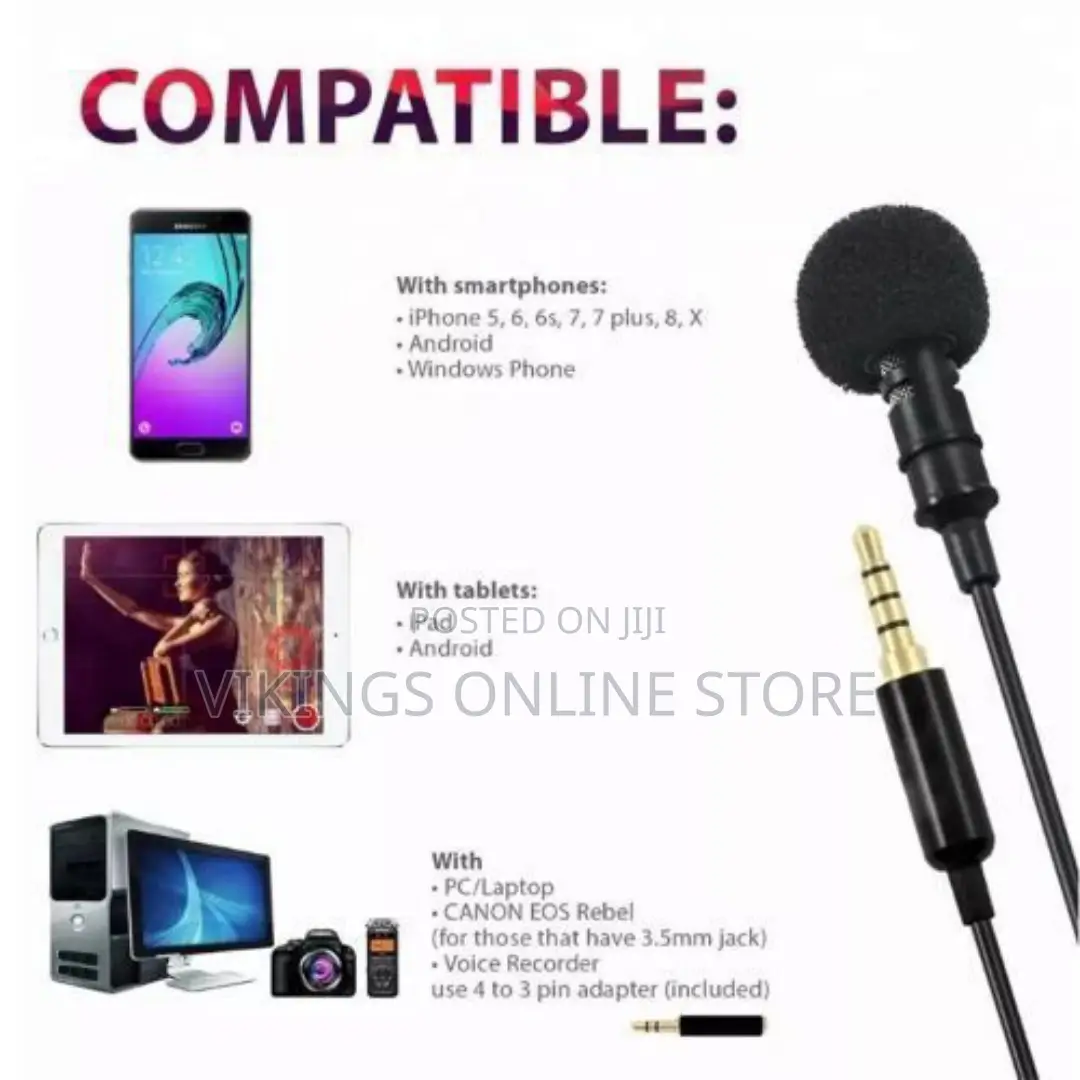 Mini Clip-on Lavalier Microphone Lapel Condenser Mic
