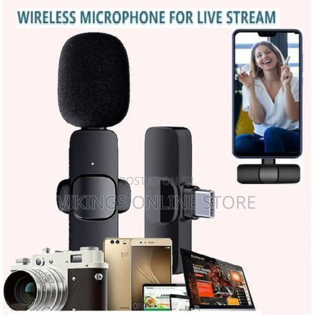 Wireless Lapel Lavalier Microphone Type C Microphone - Black