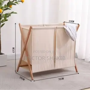 Solid Wood Hamper Foldable Dirty Clothes Storage Basket