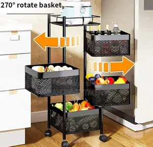 Rotating Vegetable Rack With Multiple Layers, Wheels
