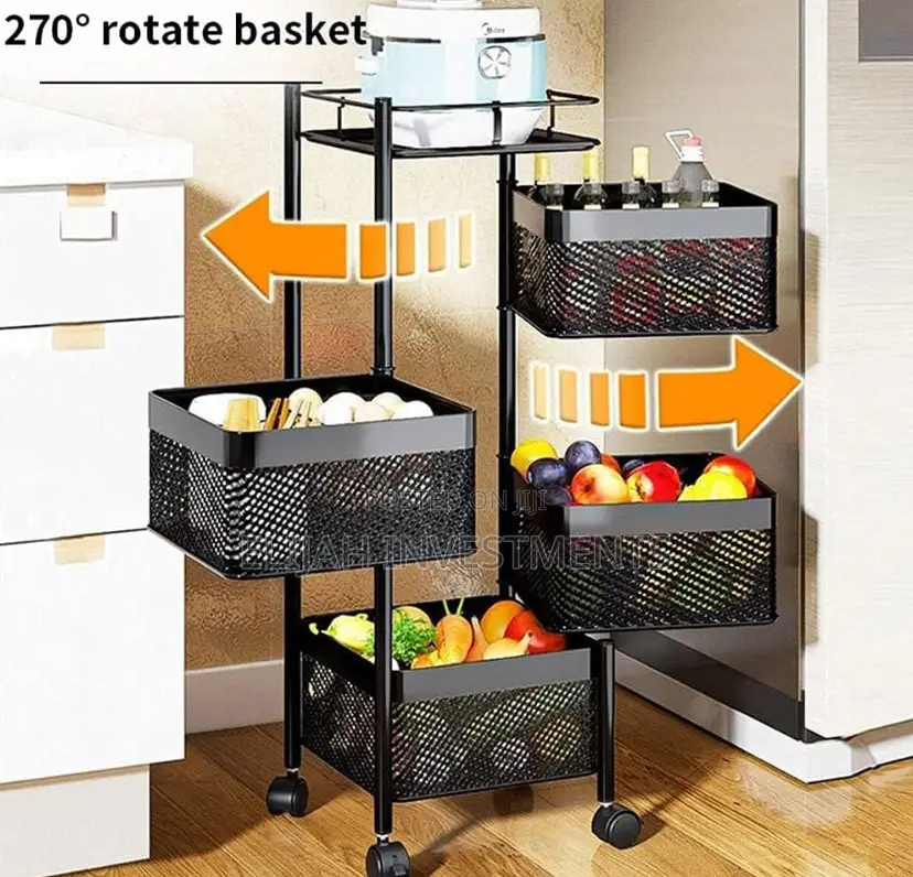 Rotating Vegetable Rack With Multiple Layers, Wheels