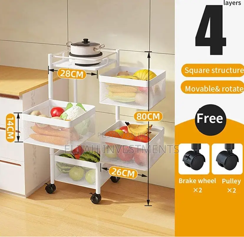 Rotating Vegetable Rack With Multiple Layers, Wheels