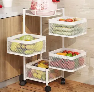 Rotating Vegetable Rack With Multiple Layers, Wheels