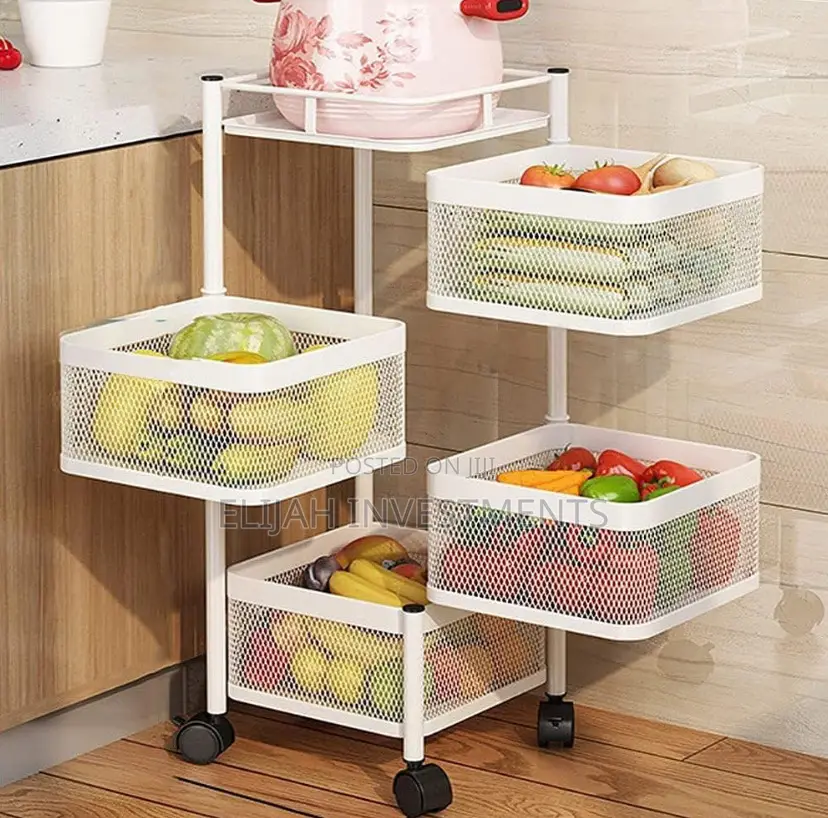 Rotating Vegetable Rack With Multiple Layers, Wheels