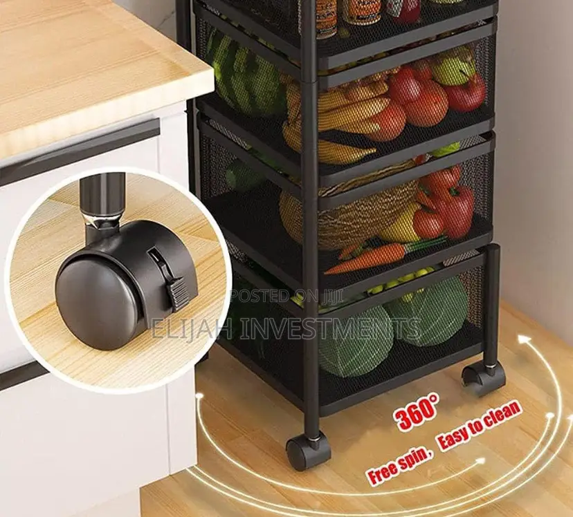 Rotating Vegetable Rack With Multiple Layers, Wheels