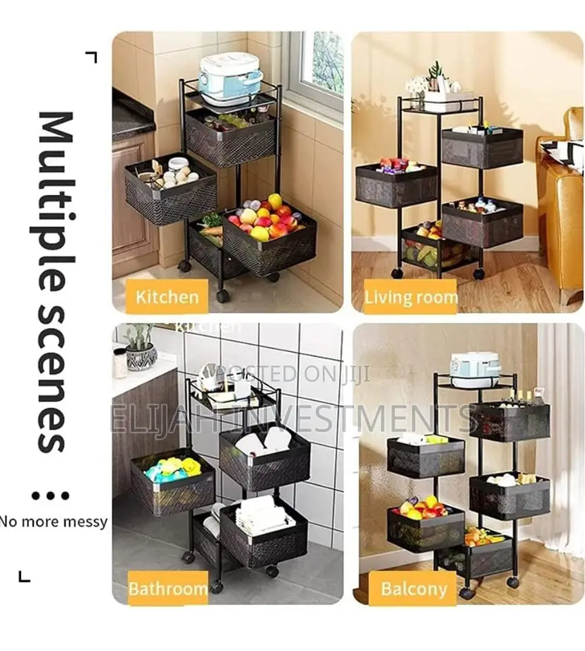 Rotating Vegetable Rack With Multiple Layers, Wheels