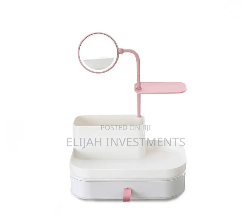 Stylish Makeup Cosmetic Organizer With Rotatable Mirror