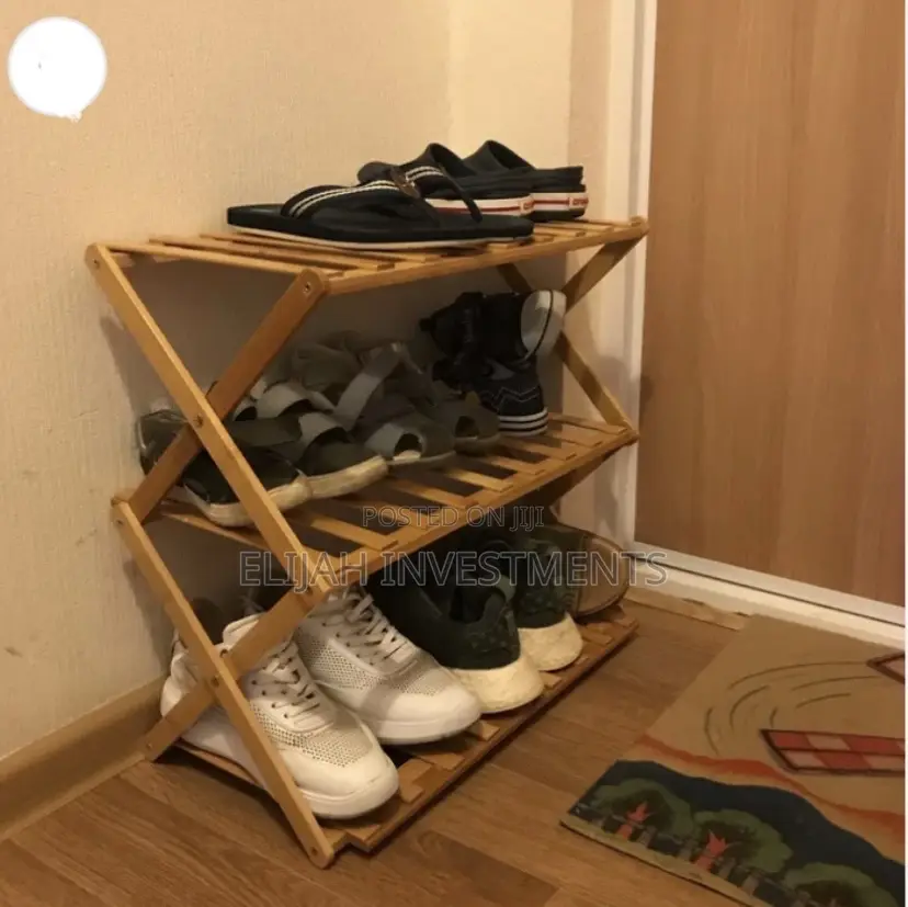 3 Layers Bamboo Foldable Shoe Rack