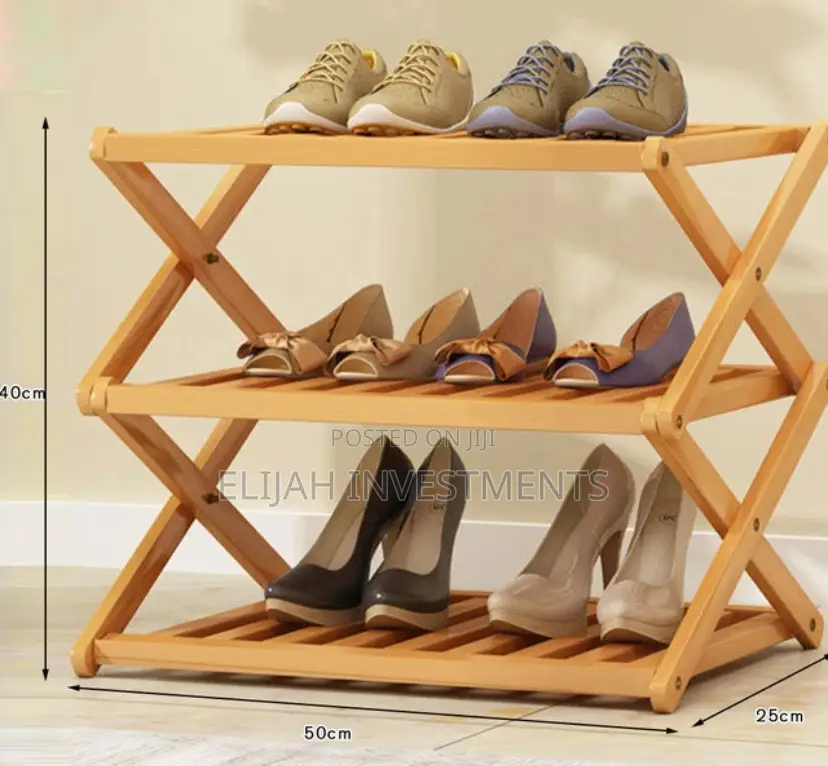 3 Layers Bamboo Foldable Shoe Rack