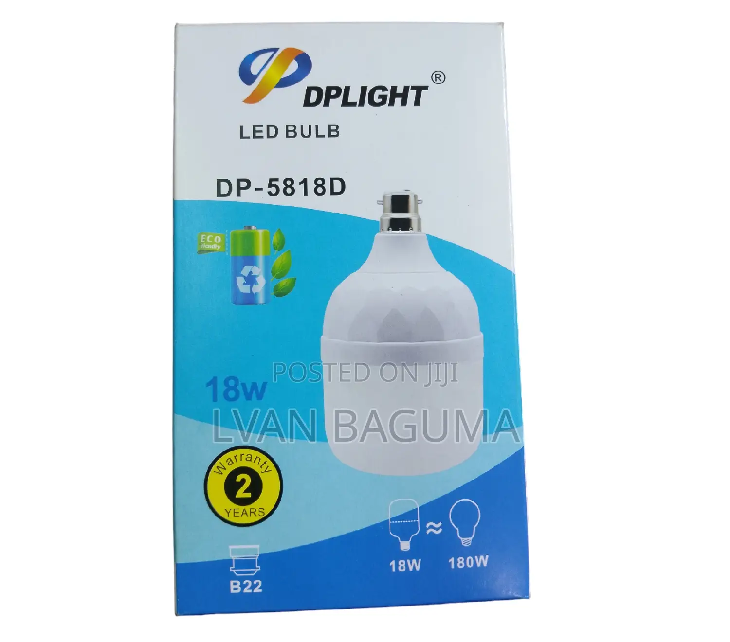 DP Light Rechargeable Bulb 4 - 6 HRS - 2 Year Warranty