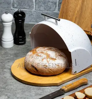 Wooden Bread Box With a Plastic Lid