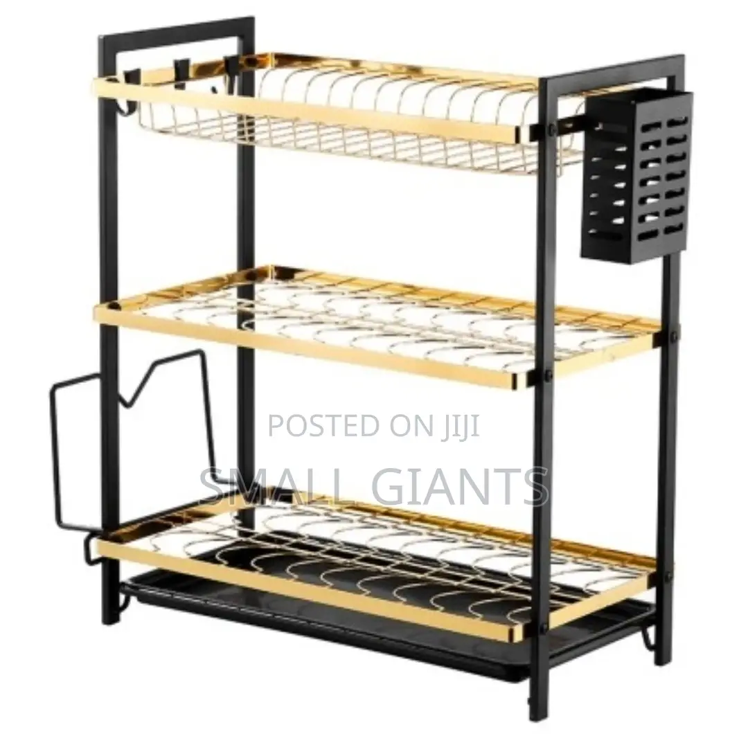 3-Tier Kitchen Rack With a Side Holder Drain Tray
