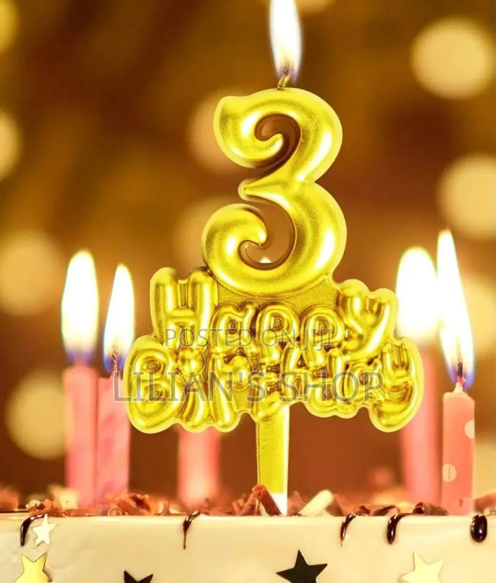 Happy Birthday Gold Number Candle