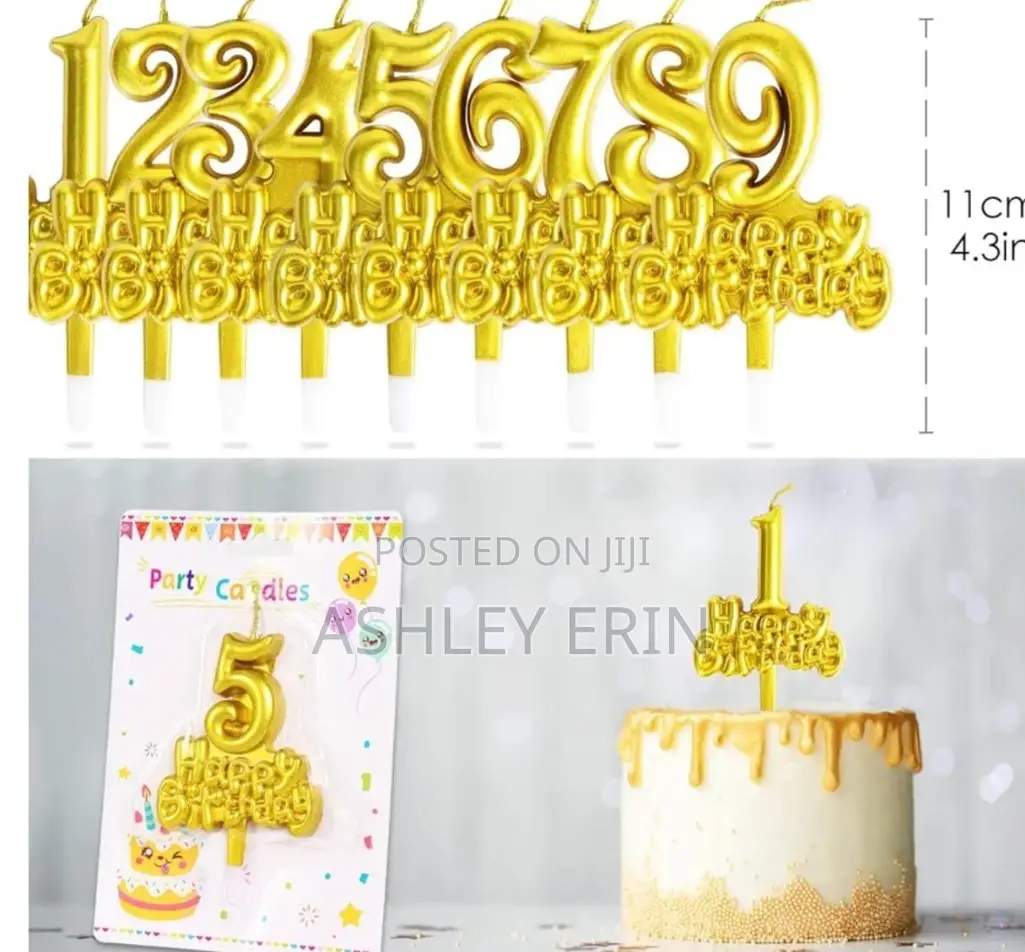 Happy Birthday Gold Number Candle