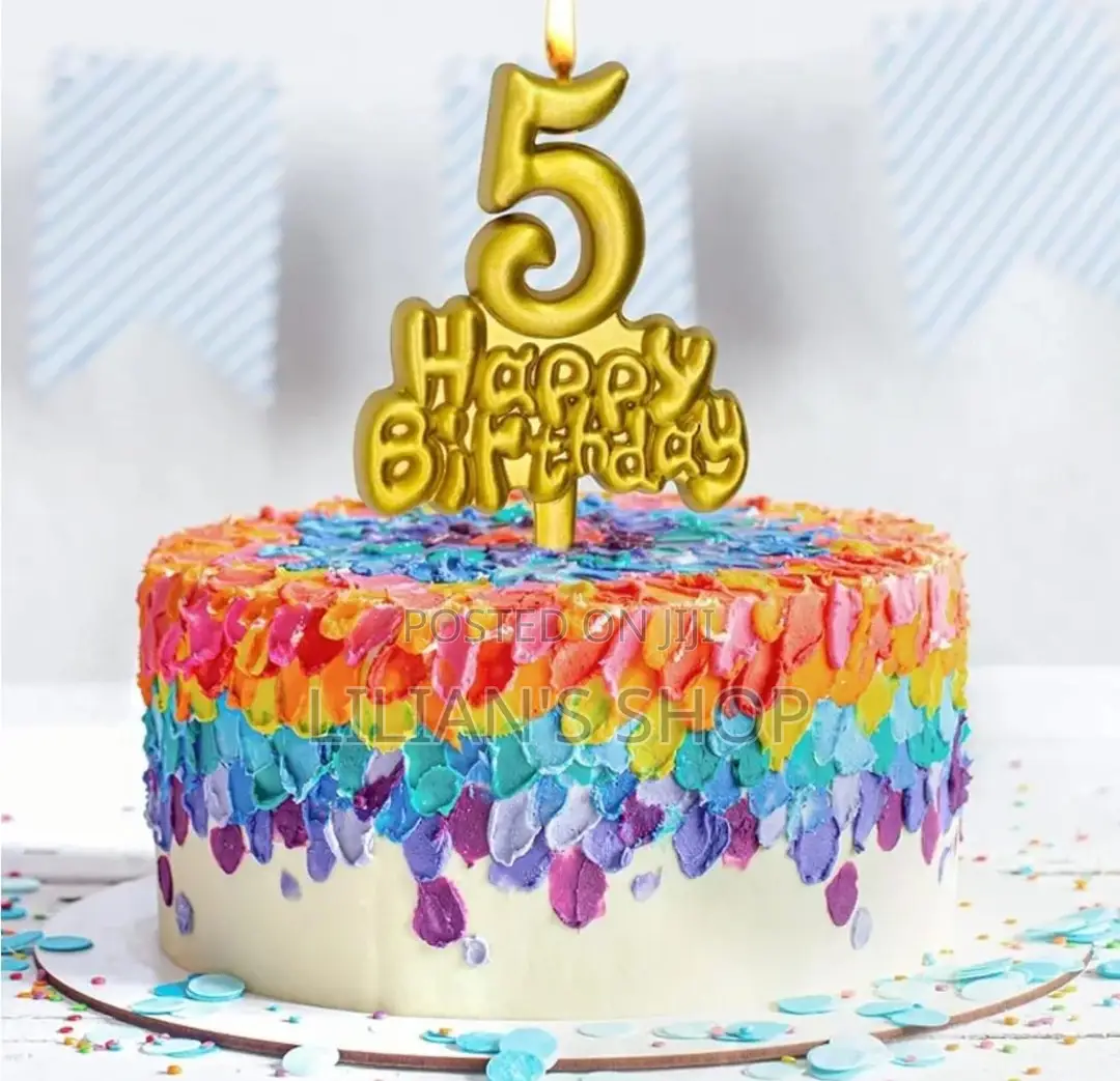 Happy Birthday Gold Number Candle