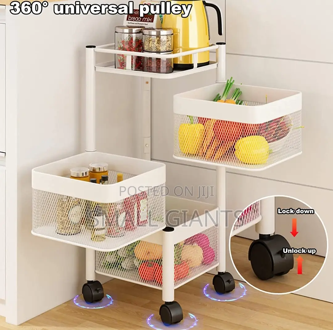 360° Kitchen Rotating Vegetable Shelf Rack With Wheels