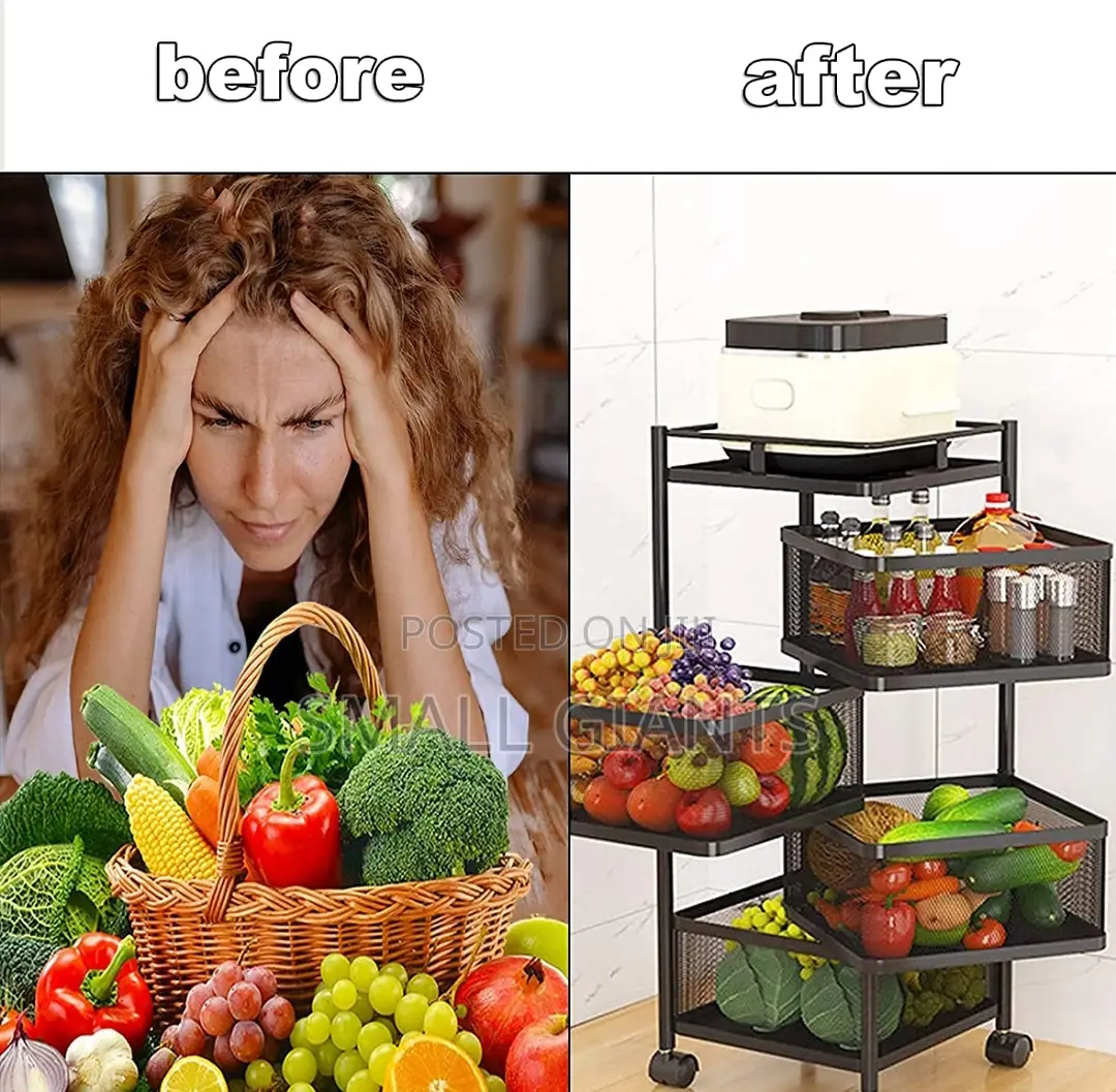 360° Kitchen Rotating Vegetable Shelf Rack With Wheels