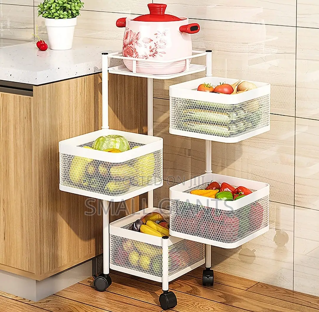 360° Kitchen Rotating Vegetable Shelf Rack With Wheels