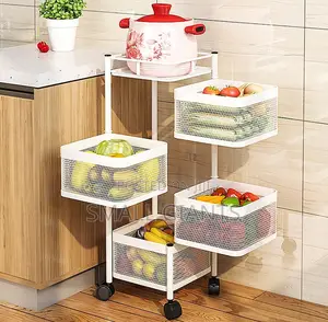 360° Kitchen Rotating Vegetable Shelf Rack With Wheels