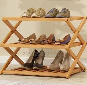 3 Layers Bamboo Foldable Shoe Rack