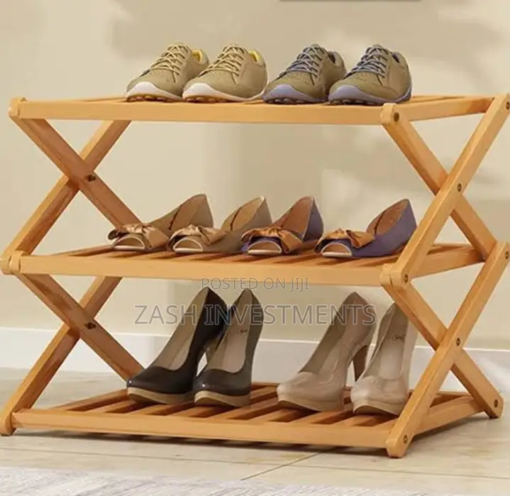 3 Layers Bamboo Foldable Shoe Rack
