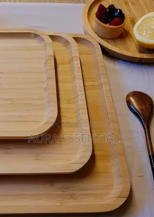 3pcs Bamboo Food Serving Trays