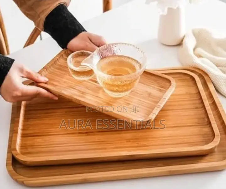 3pcs Bamboo Food Serving Trays