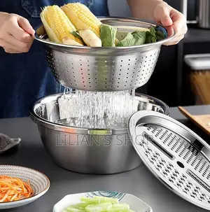 Multifunction Stainless Drain Basket With Vegetable Chopper