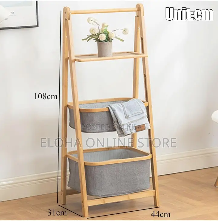 Foldable Large Laundry Basket With Bamboo Ladder