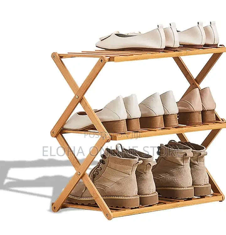 3 Layers Bamboo Foldable Shoe Rack