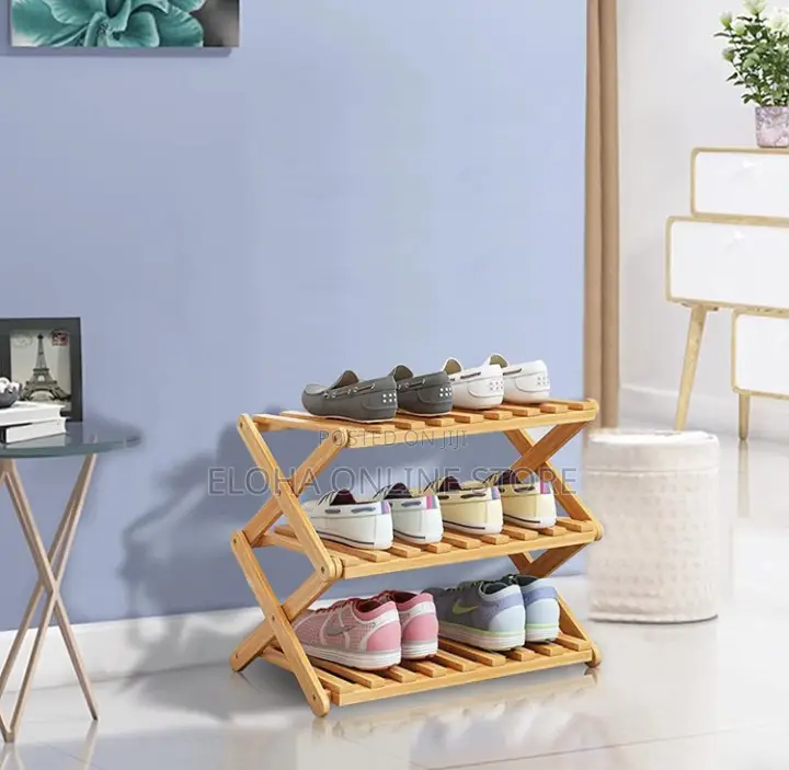 3 Layers Bamboo Foldable Shoe Rack