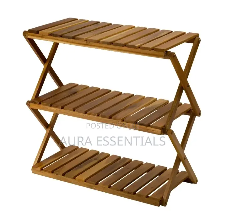 Acacia 3 Tiers Wooden Plants Stand Foldable Shoe Rack