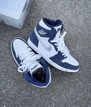 Original Unisex Mid Night Navy Air Jordan 1 High Top Sneaker