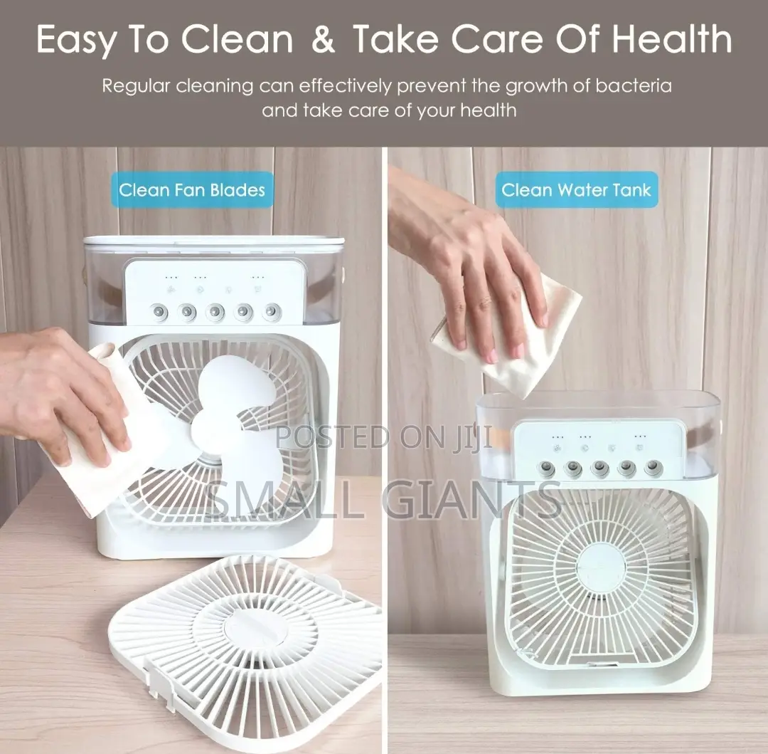 3 in 1 Mini Portable USB AC Fan, Humidifier Led Water Lamp