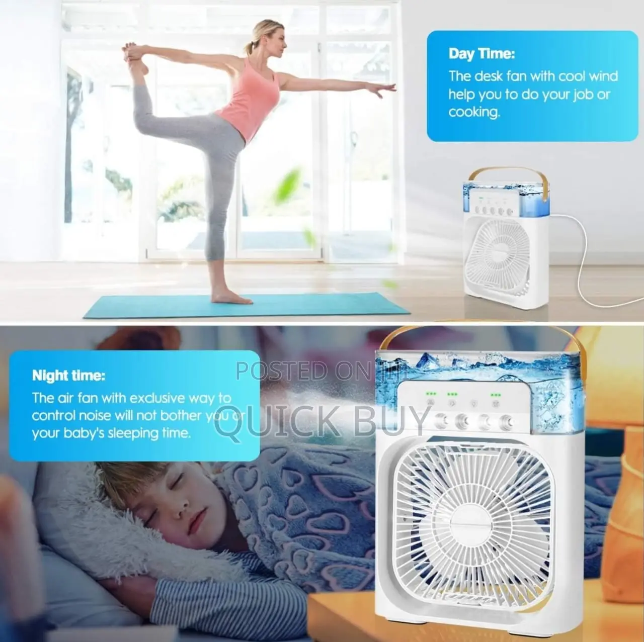 2 in 1 Air Cooler Fan With Powerful Humidifier