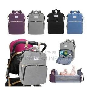 Photo - Bed and Bag, Blue, Gray, Black