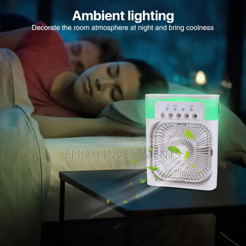 Humidifier Cooler Desk Air Fan With 7 Color Light