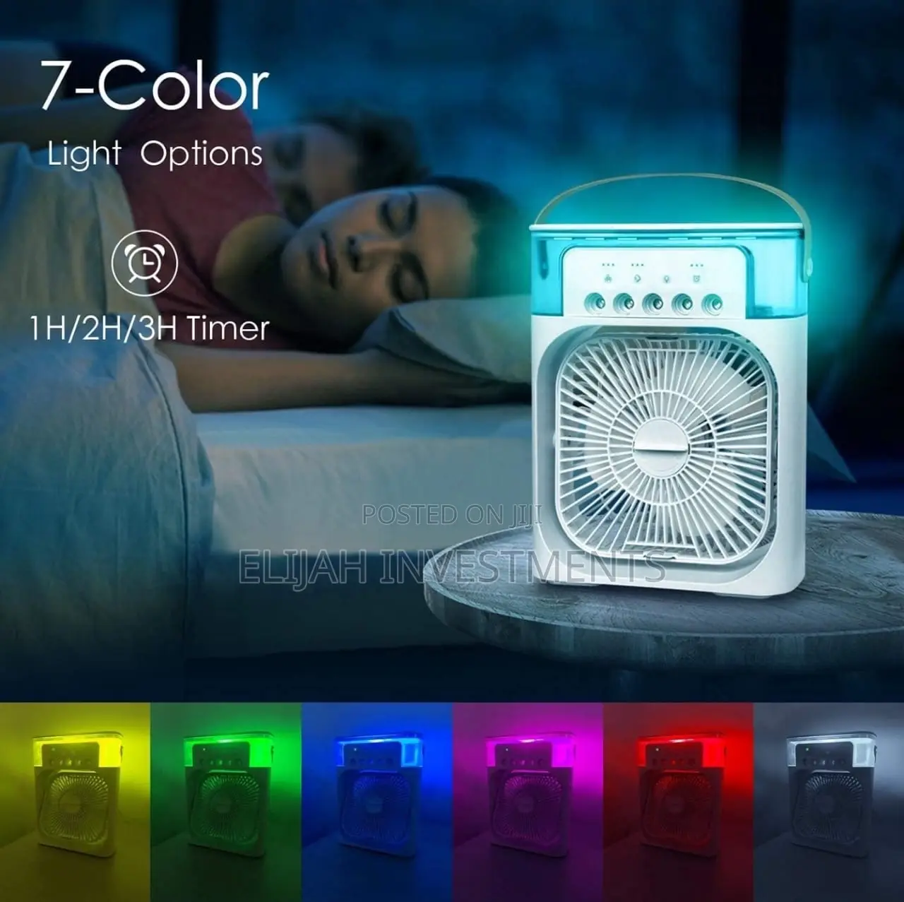 Humidifier Cooler Desk Air Fan With 7 Color Light