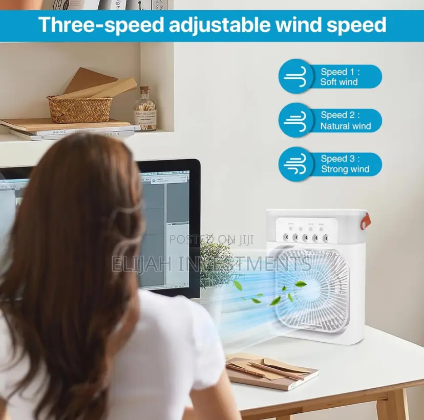 Humidifier Cooler Desk Air Fan With 7 Color Light
